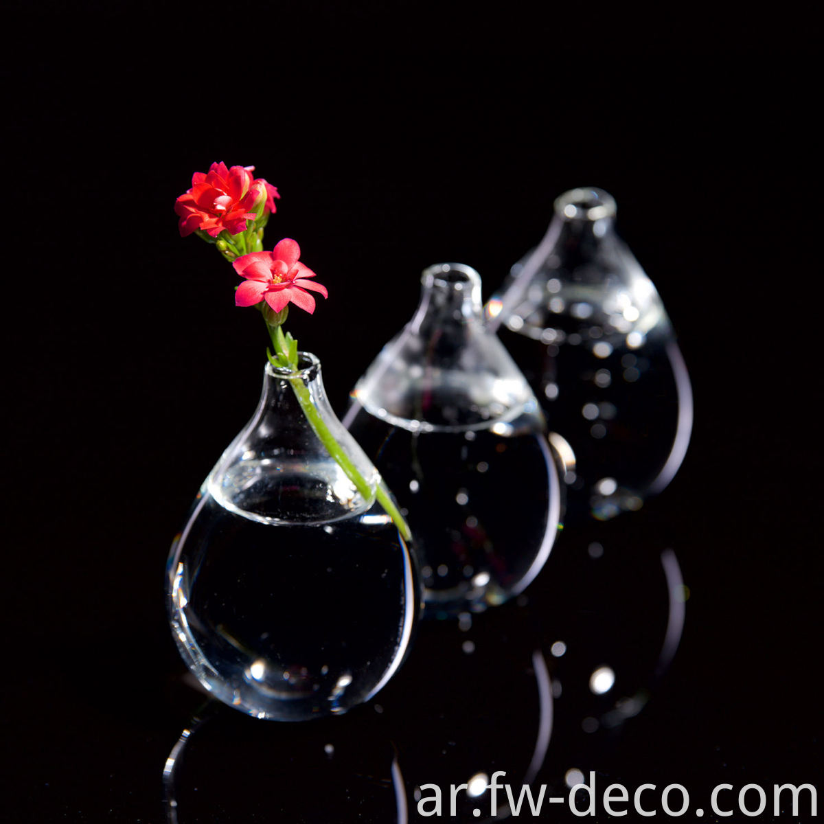 clear teardrops glass vase